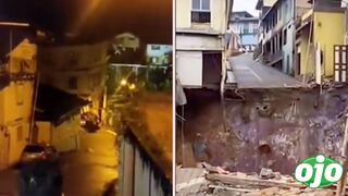 Video de un inmenso agujero que se abre en medio de una urbanización se vuelve viral