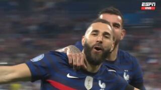 Gol de Francia: Benzema anota un golazo para el 1-0 sobre Dinamarca