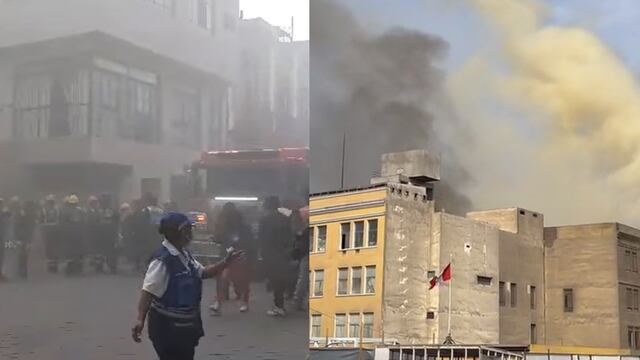 Incendio arrasa con almacén y humo cubre el Cercado de Lima | VIDEOS