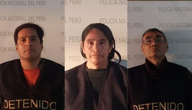 Los agentes policiales detuvieron a Mercedes Digna García Curo (60), “Meche” (centro); su hijo David Toribio Vicherrez García (41), “Palermo”, el cabecilla (izq,); y a su hermano Marciano Cruz García Curo (65), “Kuki” (der.)