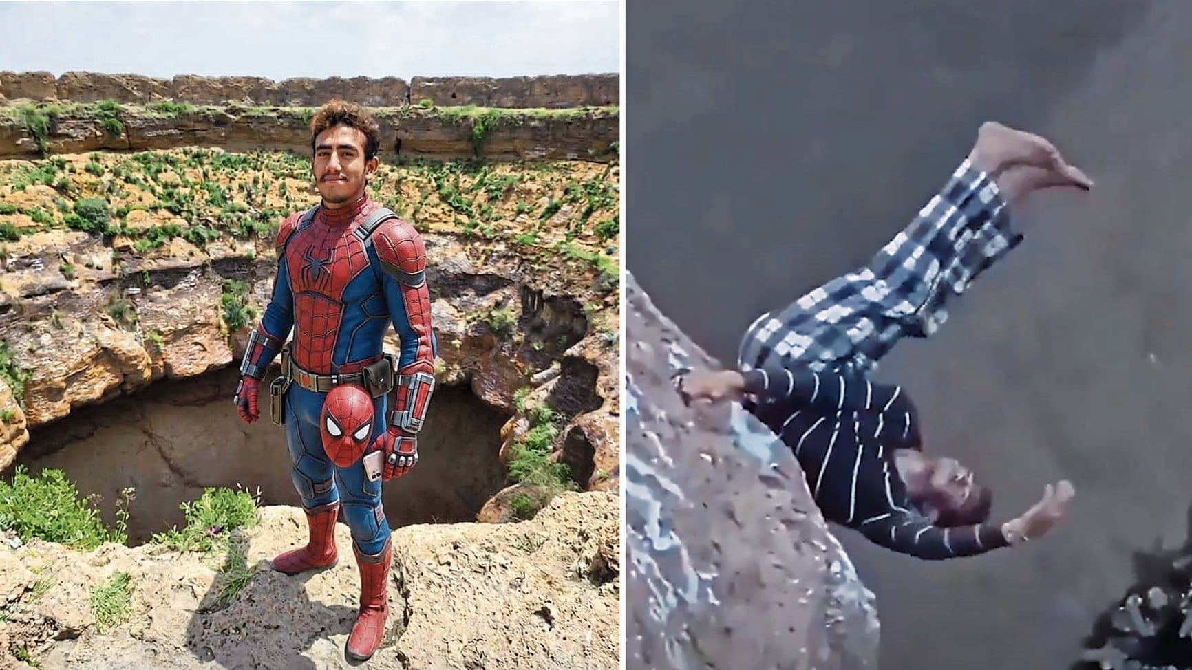 Qaqaa Antar al Absi (30), conocido como el “Spiderman del Yemen”, murió en uno de sus “espectáculos” por unas monedas.