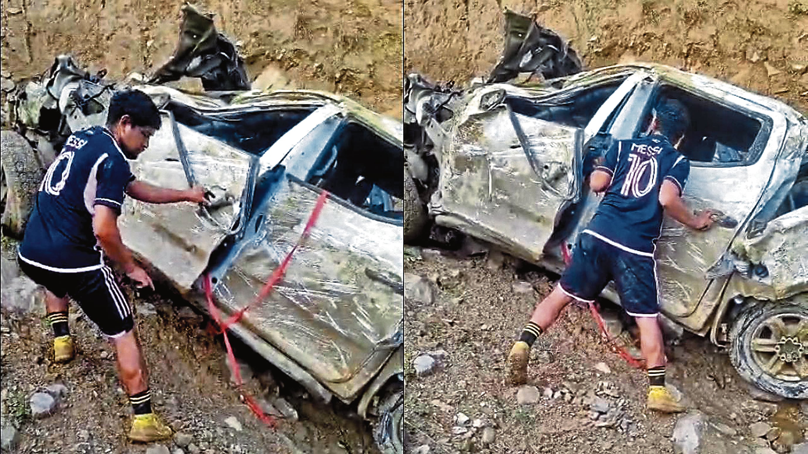 Vehículo, destrozado, fue tumba de sus ocupantes.