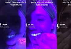 Mujer queda sorprendida al ver que su diente brillaba cuando estaba en una fiesta con luces de neón
