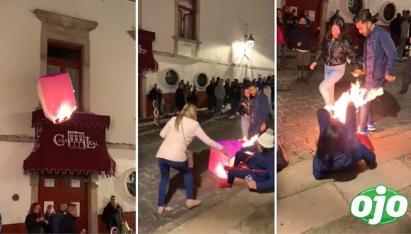 Ojo - Mujer casi termina quemada por linterna