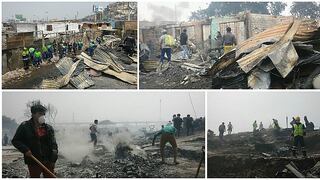 Incendio en Cantagallo: inician trabajos de remoción de escombros (FOTOS Y VIDEO)