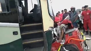 Bus interprovincial choca contra mototaxi y muere el chofer y un niño en Chincha (VIDEOS)