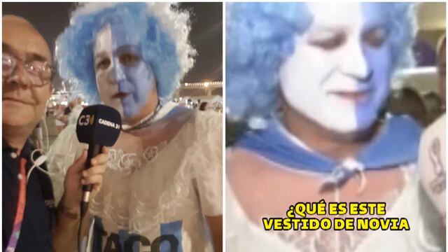 Hincha argentino recibe permiso de su esposa para ir al Mundial y debe usar vestido de novia | VIDEO