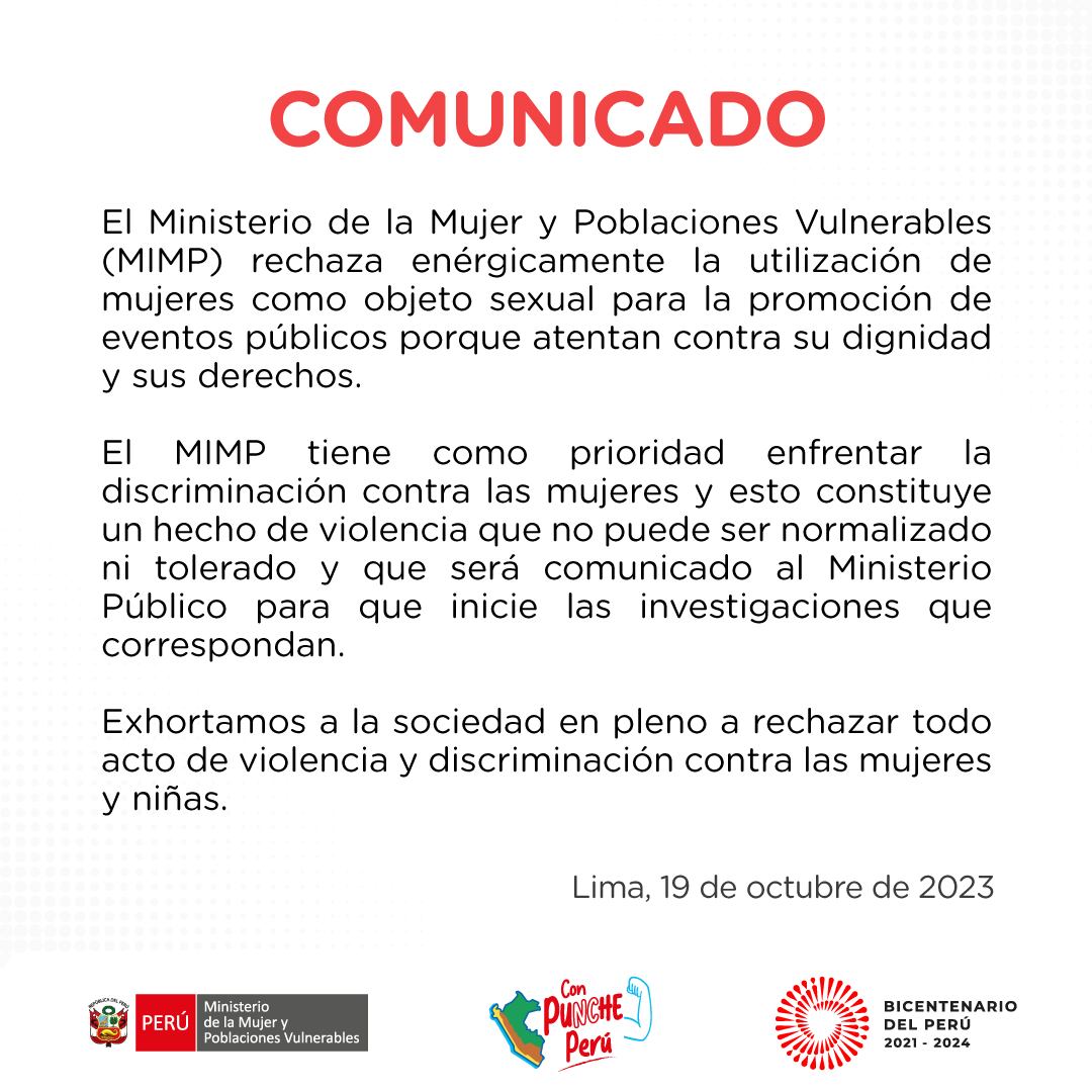 Ministerio de la Mujer y Poblaciones Vulnerables condenó presunta violencia contra la mujer cometida por Tony Rosado