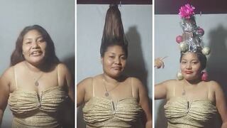 Mujer sorprende con "increíble" peinado al estilo "Grinch" por Navidad (VIDEO)
