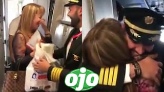 Mujer se sube a un avión y casi se desmaya de la alegría al ver que su hijo es el piloto