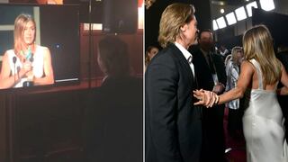 El video viral de Brad Pitt contemplando a Jennifer Aniston al ganar su premio│VIDEO