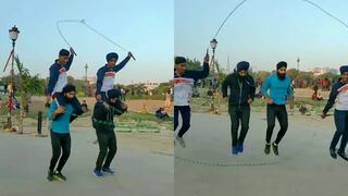 Cuatro amigos arrasan en Internet con su increíble truco de salto de cuerda
