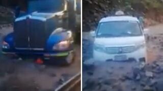 Huaico bloquea la Carretera Central y carros quedan atrapados en lodo (VIDEOS)