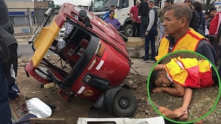 ​Mototaxista extranjero sale 'disparado' tras chocar con auto en plena avenida Colonial (FOTOS)