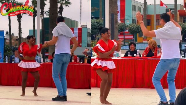 Ruso sorprende con sus pasos de baile al ritmo de festejo junto a una joven peruana en Chincha
