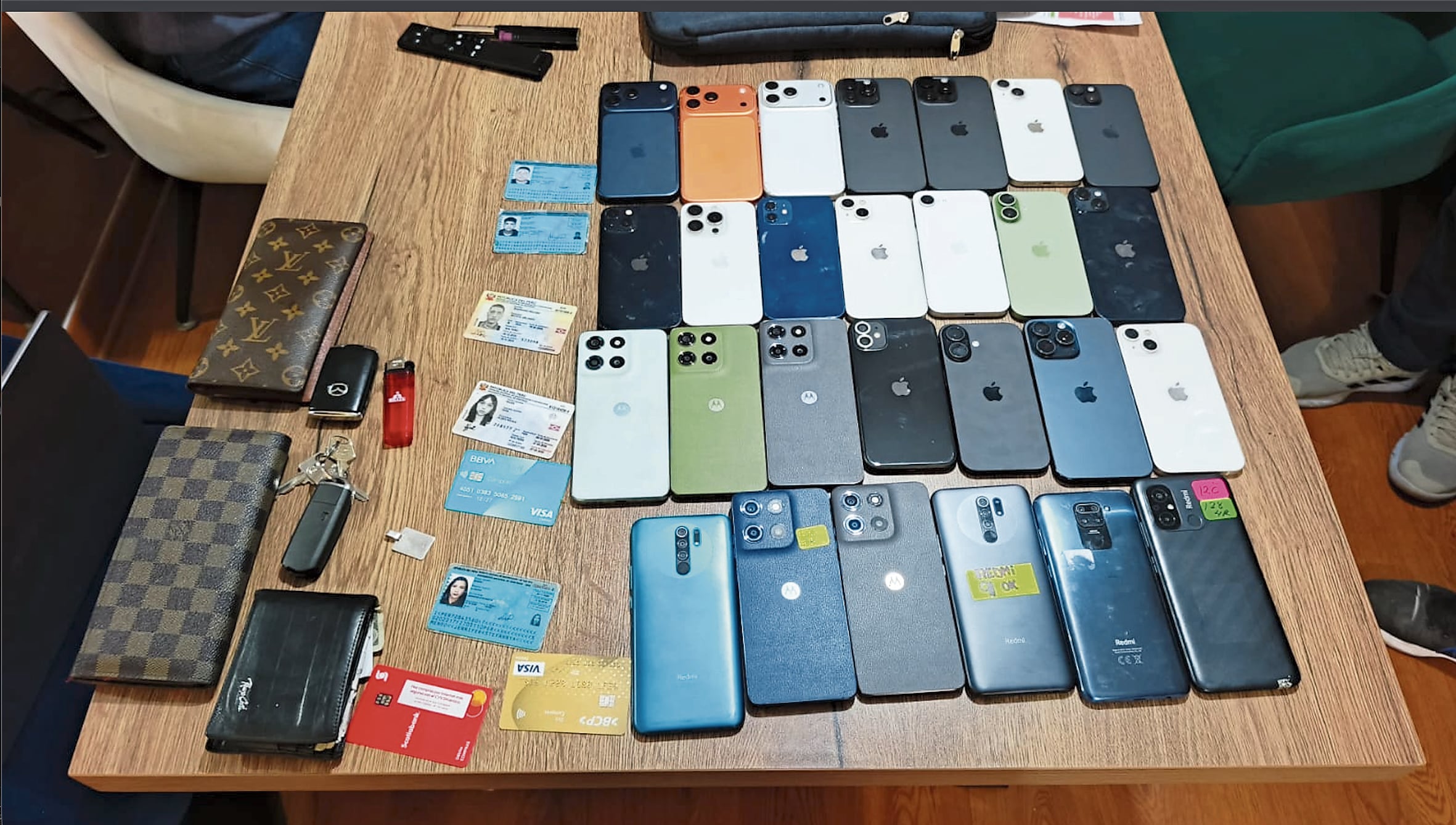 Todos los sujetos, a quienes se le incautó lo que aparece en esta foto, serán investigados por delitos contra el patrimonio, receptación, banda criminal y contra la tranquilidad pública.