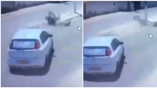 YouTube: Motociclista choca contra poste, se salva, pero pasa lo inesperado (VIDEO)
