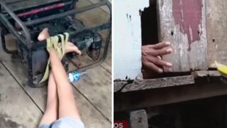 Iquitos: Niña era atada a un motor por su madre para evitar que saliera de casa | VIDEO