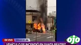 Auto se incendia con chofer a bordo en medio de la avenida Santa Beatriz | VIDEO