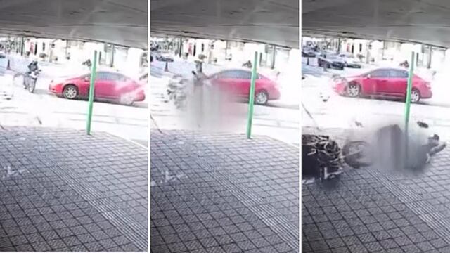 El trágico momento en que motociclista choca con auto y muere instantáneamente en Miraflores