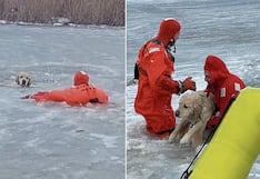 Bomberos se juegan la vida por salvar a un perrito que se ahogaba