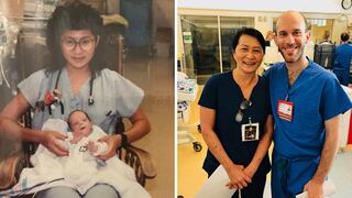 Enfermera salva a bebé y 28 años después son compañeros de trabajo 