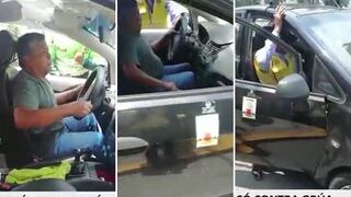 Taxista pierde los papeles y choca contra grúa para evitar que se lleven su auto (VIDEO)