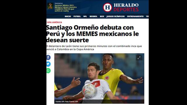 Ormeño provoca diversas reacciones en prensa mexicana tras debut con Perú | FOTOS