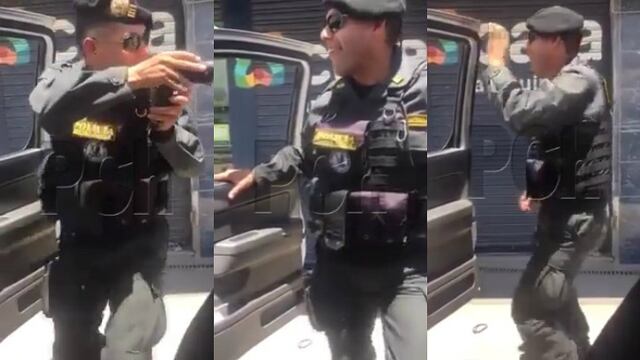 ​Policía causa polémica al bailar guaracha con uniforme y arma de la institución (VIDEO)