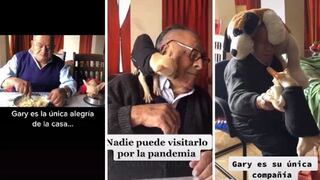 Perrito causa conmoción al acompañar a abuelito que se encuentra aislado por el COVID-19 | VIDEO 