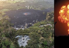 Volcán, que expulsa lodo y columna de fuego, genera destrucción