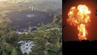 Volcán, que expulsa lodo y columna de fuego, genera destrucción