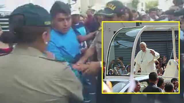 'Chapan' a ratero que robaba celulares en medio del tumulto por el papa Francisco 