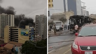 Bus de transporte público termina calcinado tras incendio en plena Av. Petit Thouars | VIDEO