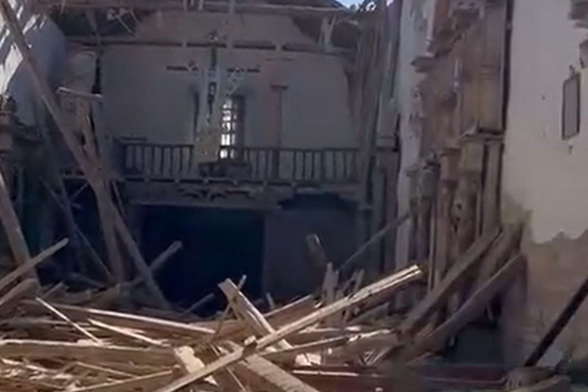 Sismo derrumba parte de la parroquia Santiago Apóstol en Junín. Foto: Captura de video/RPP