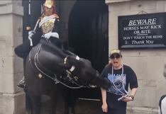 Caballo de la guardia del rey Carlos III, monarca del Reino Unido, muerde a turista