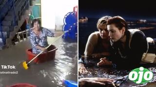 Mujer recrea escena del Titanic en medio de inundación por lluvias en Perú