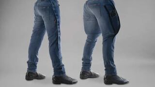 Pantalones jeans con airbag, que protegen contra impactos al caer de moto, pasan a “remate” | VIDEO