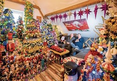 Pareja de esposos tiene récord mundial con 621 árboles de Navidad en su casa
