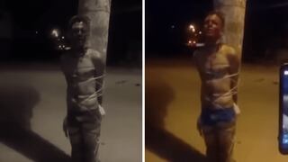 Delincuentes venezolanos son amarrados a poste y golpeados en Chincha | VIDEO