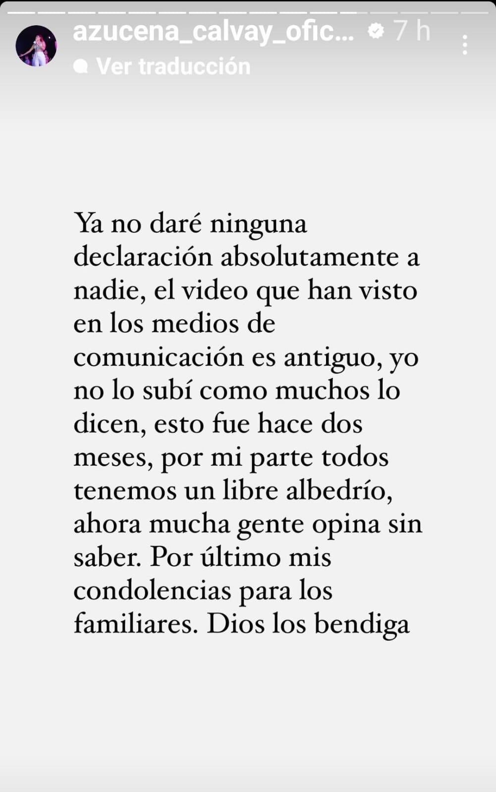 Comunicado de Azucena Calvay