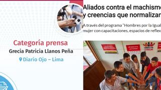Periodista de diario OJO gana premio de Calandria con informe “Aliados contra el machismo”