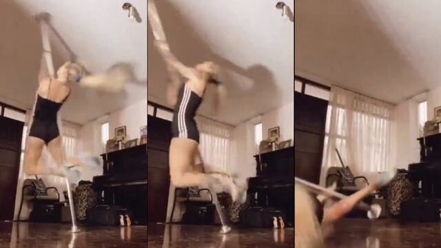 Leslie Shaw sufre terrible accidente mientras realizaba baile en el tubo de pole dance: terminó hospitalizada (VIDEO)