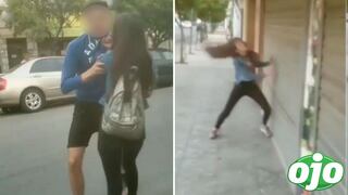 Mujer impacta autogolpeandose contra portón luego de agredir a su novio | VIDEO