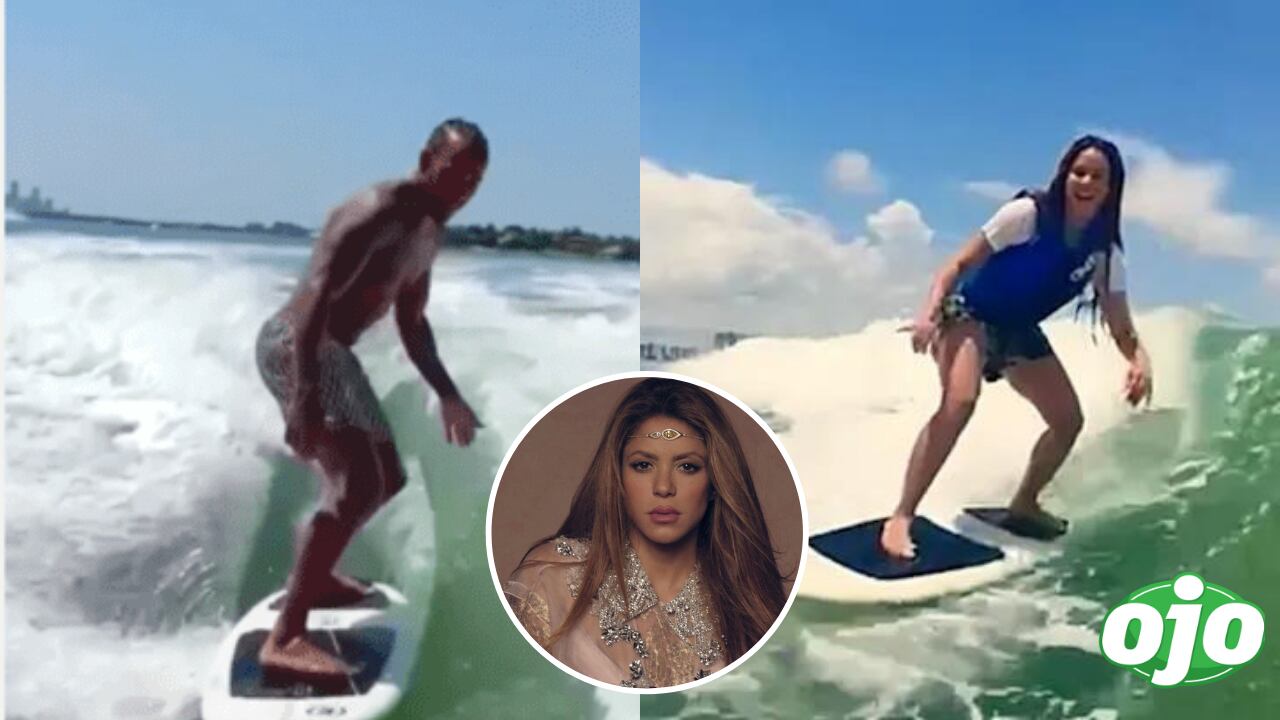 Lewis Hamilton y Shakira surfeando