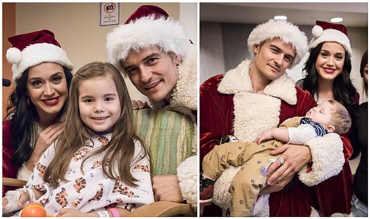 Katy Perry y Orlando Bloom le llevan alegría a niños de un hospital por Navidad (FOTOS)
