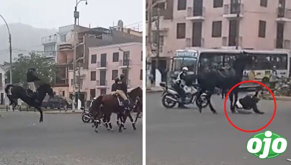 Ojo - Policía montada se accidenta