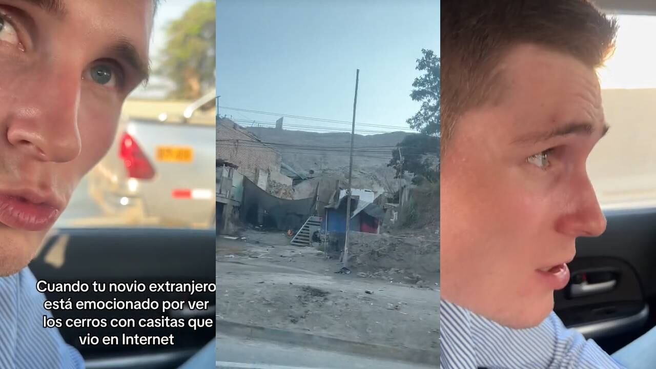 Joven se emocionó al ver viviendas en los cerros peruanos. (Foto: composición EC)