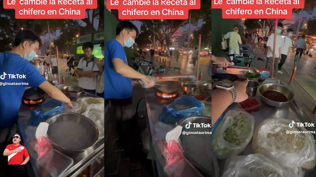 Peruano enseña a preparar tallarín saltado a cocinero ambulante en China y resultado sorprende