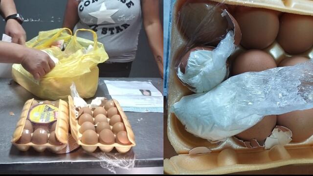Mujer llevaba huevos con droga y la sorprenden en puerta de penal